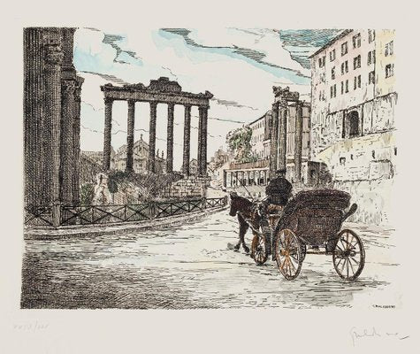 Giuseppe Malandrino, Roman Landscape, Etching, 1960s-ZCI-803035