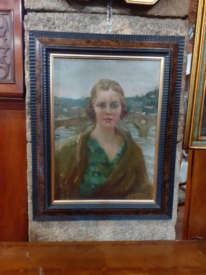 Giuseppe Maldarelli, Portrait of Woman, 1920s, Oil on Board, Framed-AKA-1794643