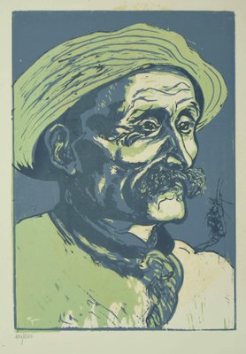 Giuseppe Viviani , Portrait of Old Man , Original Woodcut by Giuseppe Viviani , 1927-ZCI-801200