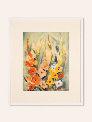 Gladioli, 1960s, Watercolor on Paper, Framed-GPP-1066559