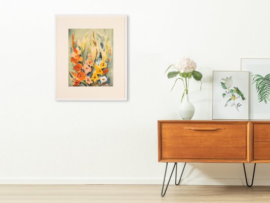 Gladioli, 1960s, Watercolor on Paper, Framed-GPP-1066559