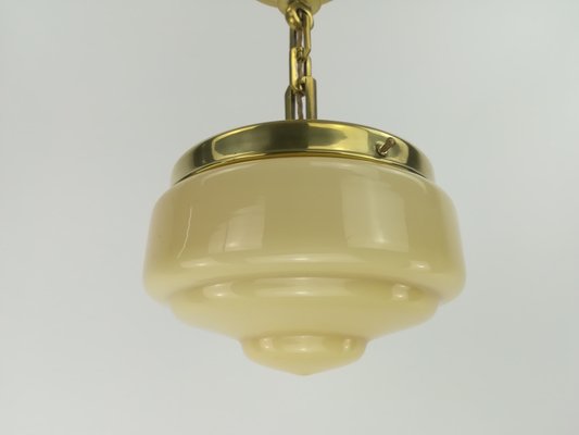 Glass and Brass Ceiling Lamp, Germany, 1930s-KDB-1448915