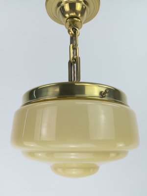 Glass and Brass Ceiling Lamp, Germany, 1930s-KDB-1448915