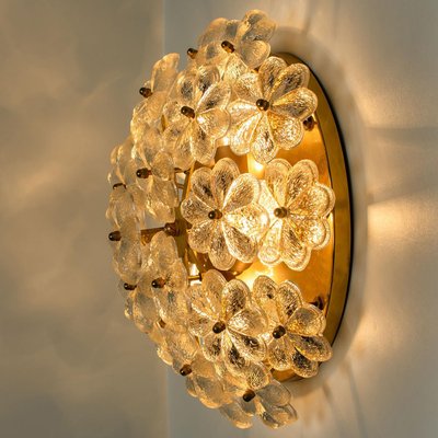 Glass and Brass Floral Wall Light by Ernst Palme, 1970s-VDW-1300434