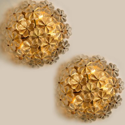 Glass and Brass Floral Wall Light by Ernst Palme, 1970s-VDW-1300434