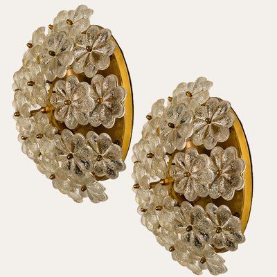 Glass and Brass Floral Wall Light by Ernst Palme, 1970s-VDW-1300434