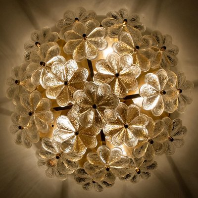 Glass and Brass Floral Wall Light by Ernst Palme, 1970s-VDW-1300434