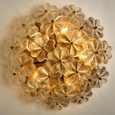 Glass and Brass Floral Wall Light by Ernst Palme, 1970s-VDW-1300434