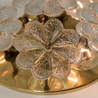 Glass and Brass Floral Wall Light from Ernst Palme, 1970s-VDW-1765711