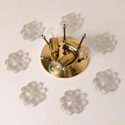 Glass and Brass Floral Wall Light from Ernst Palme, 1970s-VDW-1765711