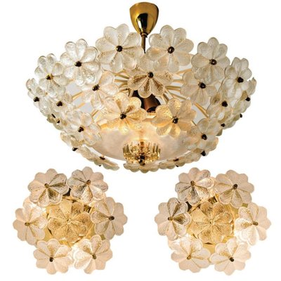 Glass and Brass Floral Wall Light from Ernst Palme, 1970s-VDW-1765711