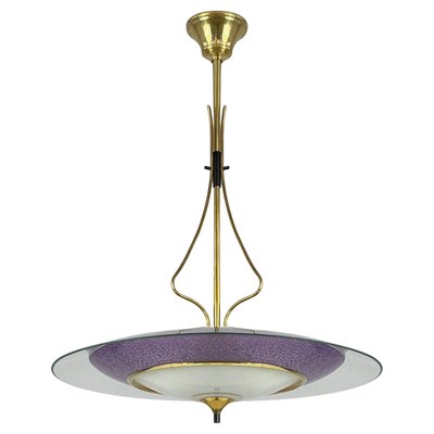 Glass and Brass Hanging Light from Fontana Arte, 1950s-OE-2016973