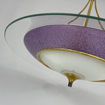 Glass and Brass Hanging Light from Fontana Arte, 1950s-OE-2016973