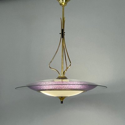 Glass and Brass Hanging Light from Fontana Arte, 1950s-OE-2016973