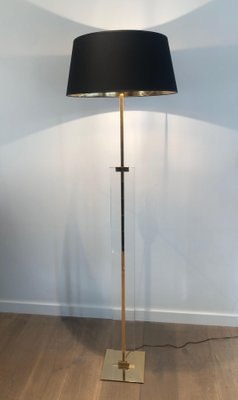 Glass and Brass Parquet Floor Lamp-BA-1365422