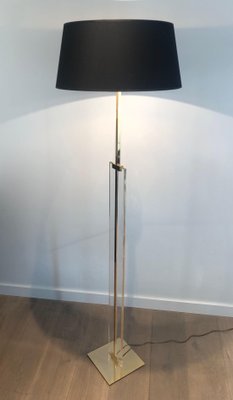 Glass and Brass Parquet Floor Lamp-BA-1365422