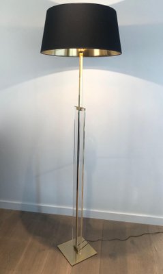 Glass and Brass Parquet Floor Lamp-BA-1365422