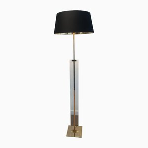 Glass and Brass Parquet Floor Lamp-BA-1365422