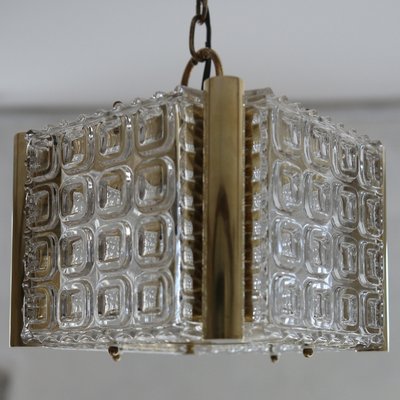 Glass and Brass Pendant Lamp, 1970s-MYM-2022856