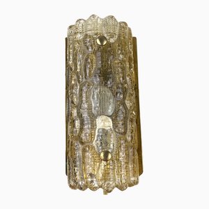 Glass and Brass Wall Lamp by Carl Faggerlund for Orrefors / Lyfa, Denmark, 1970s-YST-1761054