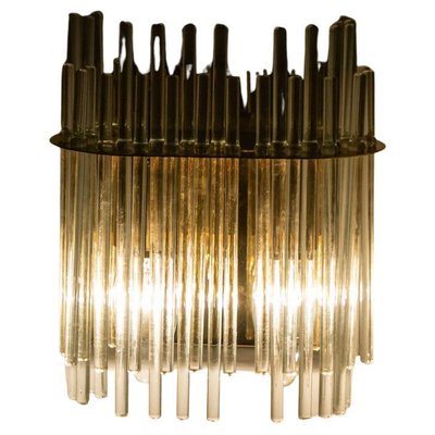 Glass and Brass Wall Sconce in the style of Sciolari, 1960s-VDW-1721203