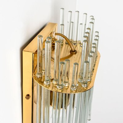 Glass and Brass Wall Sconce in the style of Sciolari, 1960s-VDW-1721203