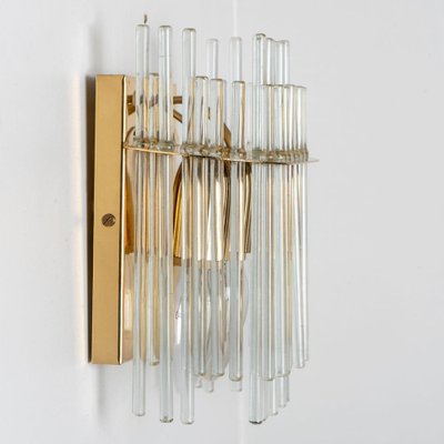 Glass and Brass Wall Sconce in the style of Sciolari, 1960s-VDW-1721203