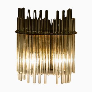 Glass and Brass Wall Sconce in the style of Sciolari, 1960s-VDW-1721203