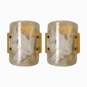 Glass and Brass Wall Sconces from Kalmar, 1960s, Set of 2-VDW-1823118