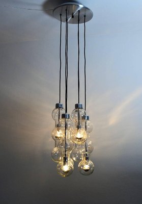 Glass and Chrome Cascade Chandelier or Pendant Lamp from Doria, 1980-VNE-965951