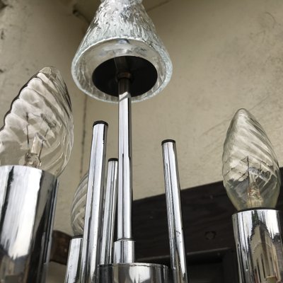 Glass and Chrome Chandelier, 1970s-WQQ-1704804