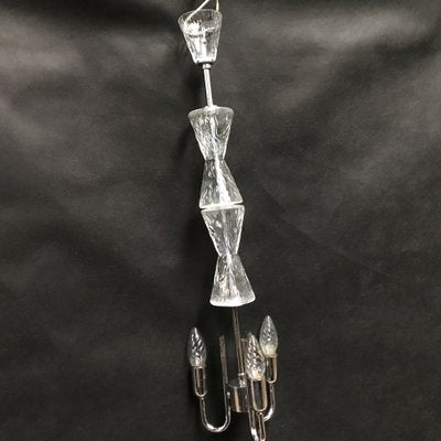 Glass and Chrome Chandelier, 1970s-WQQ-1704804