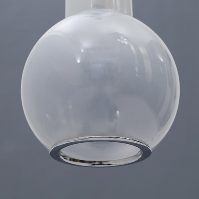 Glass and Chromed Metal Ceiling Lamp, 1970s-EZ-1273765