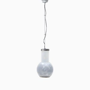 Glass and Chromed Metal Ceiling Lamp, 1970s-EZ-1273765