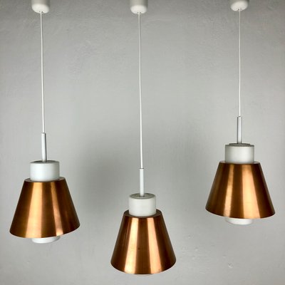 Glass and Copper P100 Pendant Lights by Staff, Set of 3-FFL-1374747