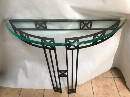 Glass and Metal Iron Console Side Table-WQQ-1344532