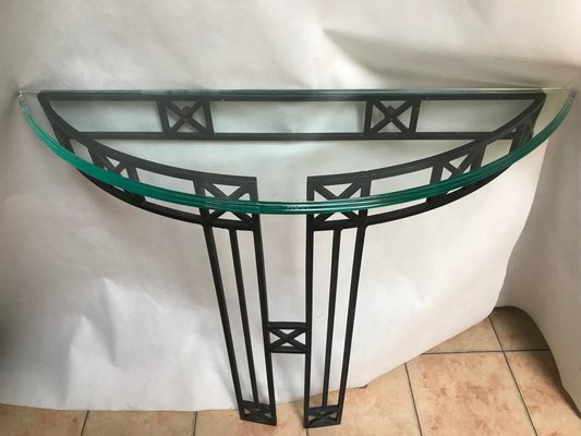 Glass and Metal Iron Console Side Table-WQQ-1344532