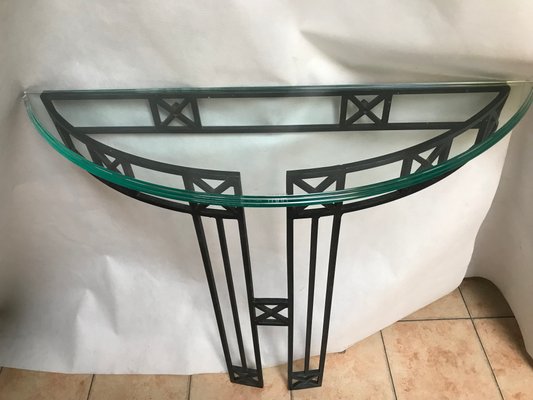 Glass and Metal Iron Console Side Table-WQQ-1344532