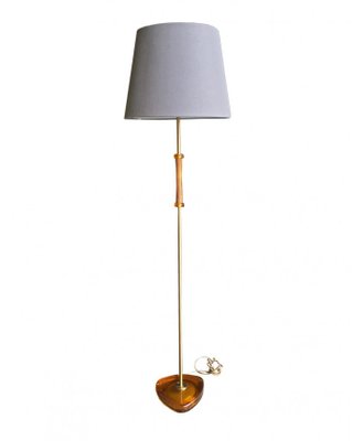 Glass and Teak Floor Lamp, 1960s-QFU-692196