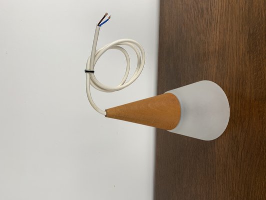 Glass and Teak Pendant Light from Es Horn, Denmark, 1980s-NJY-2042805