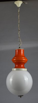 Glass and White Metal Ceiling Lamp from Stilux Milano, 1960s-RAQ-1293813