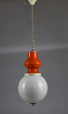 Glass and White Metal Ceiling Lamp from Stilux Milano, 1960s-RAQ-1293813