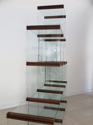 Glass and Wood Bookcase by Pierangelo Gallotti for Gallotti and Radice, 1980s-CC-1725694