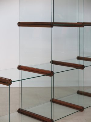 Glass and Wood Bookcase by Pierangelo Gallotti for Gallotti and Radice, 1980s-CC-1725694