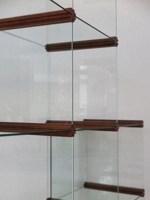 Glass and Wood Bookcase by Pierangelo Gallotti for Gallotti and Radice, 1980s-CC-1725694