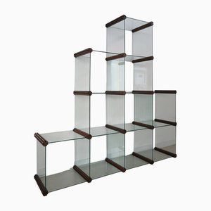 Glass and Wood Bookcase by Pierangelo Gallotti for Gallotti and Radice, 1980s-CC-1725694