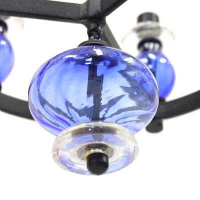 Glass and Wrought Iron Chandelier by Erik Höglund for Boda Smide, 1960s-KQ-1072294