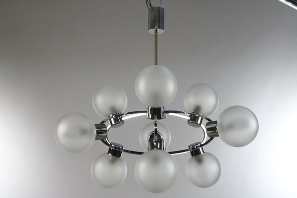 Glass Ball Sputnik Pendant Lamp, 1970s-FUP-890429