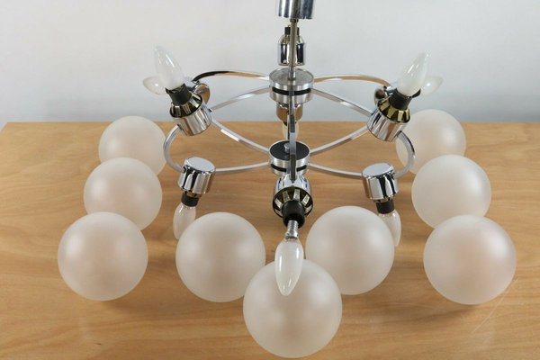 Glass Ball Sputnik Pendant Lamp, 1970s-FUP-890429