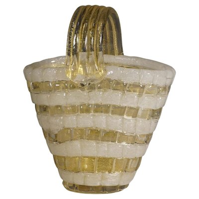 Glass Basket Attributed to Ercole Barovier for Barovier & Toso, 1940s-KJP-1288524